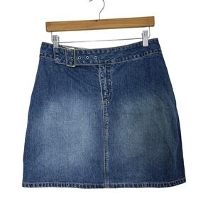 Y2K Mossimo Denim Mini Skirt Women 9 Blue Buckle90s Grunge new york